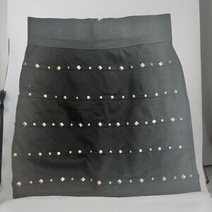 Allen B. embellished black Stretchy Skirt  back zip Medium‎ Y2K Goth 90s.    M3
